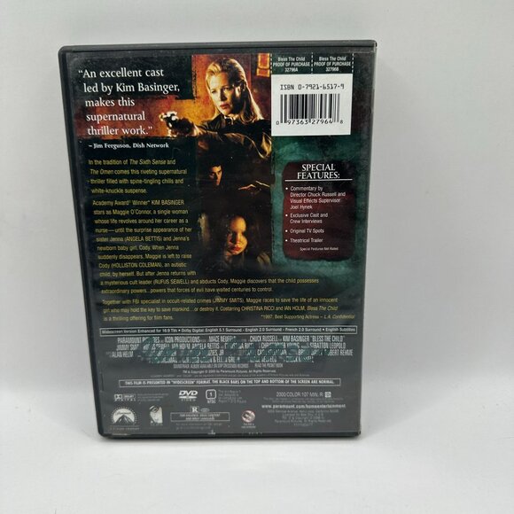 Bless The Child DVD 2000 Kim Basinger Christina Ricci Supernatural Thriller R - Picture 3 of 4